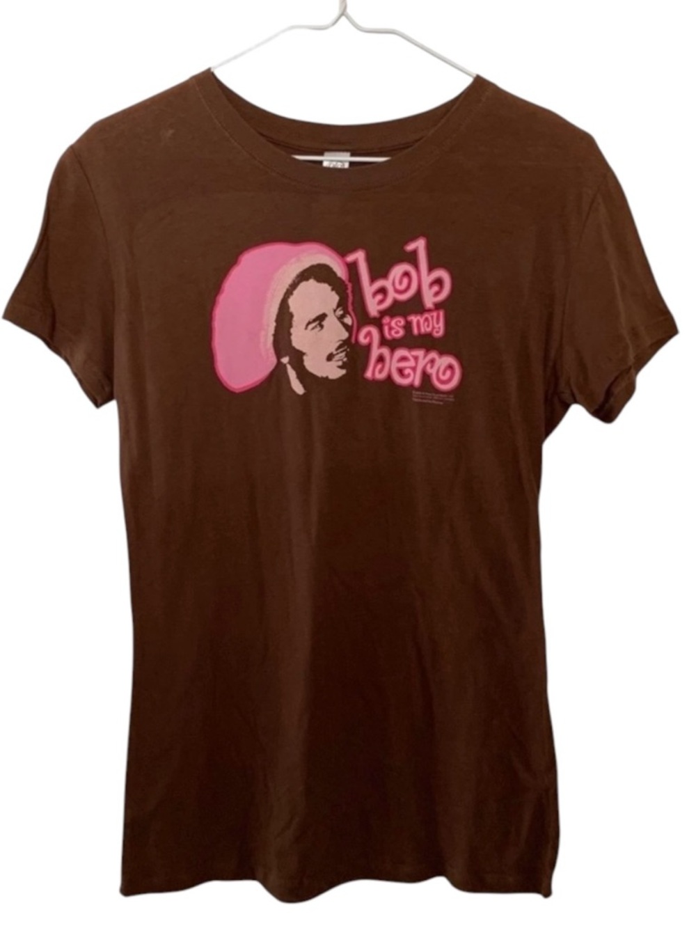 Vintage 2005 Bob Marley Baby T Shirt Women Medium & Large Brown & Hot Pink Y2K